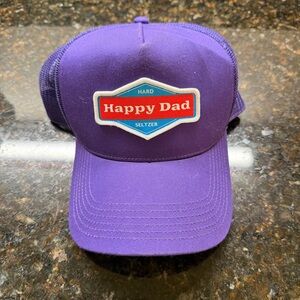Happy Dad Seltzer Trucker Hat Purple Mesh NWOT